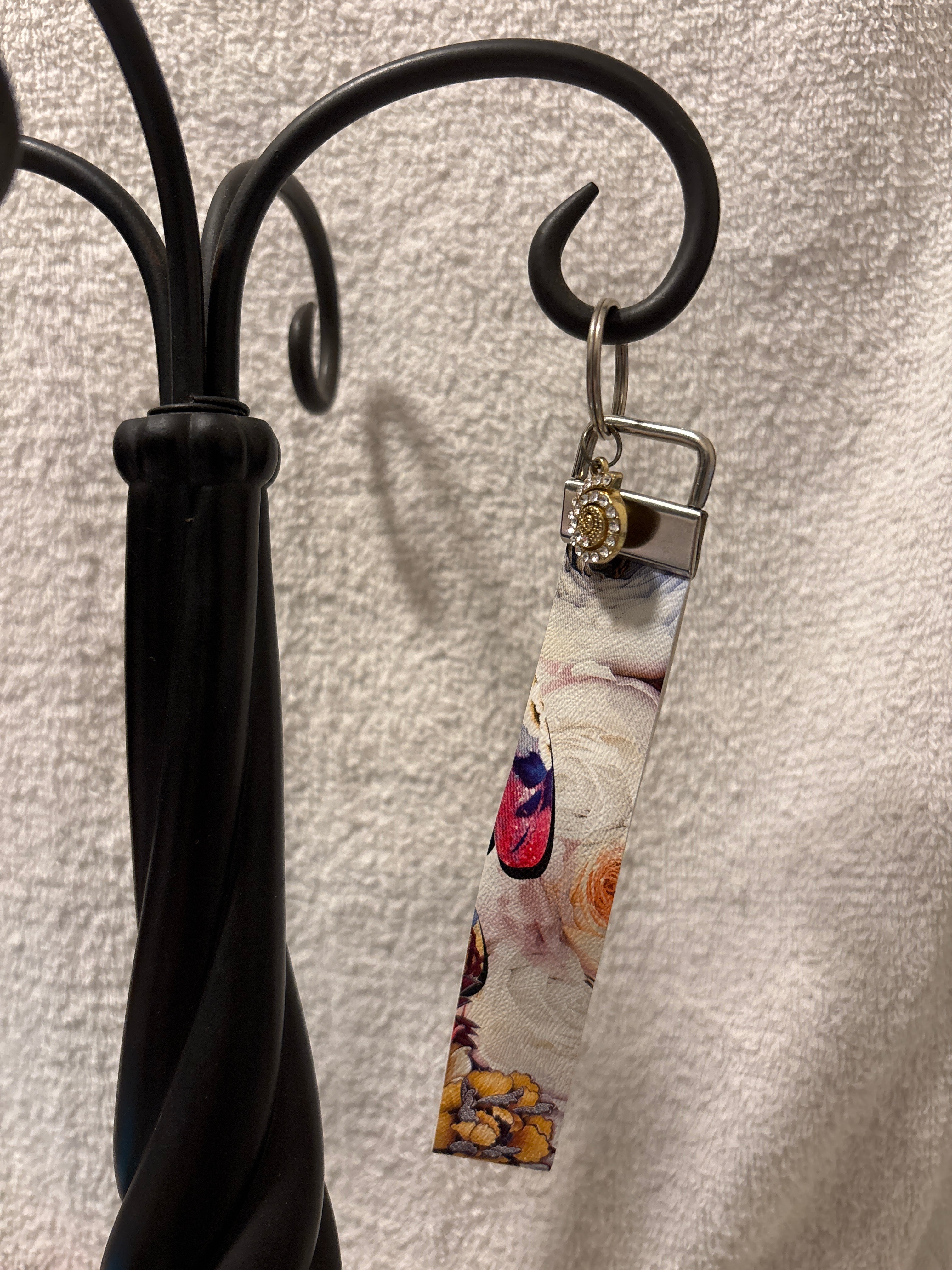 Keychain-faux leather wristlet Muli-color