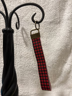 Keychain -faux leather wristlet (Checkered)
