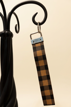 Keychain -faux leather wristlet (Checkered)