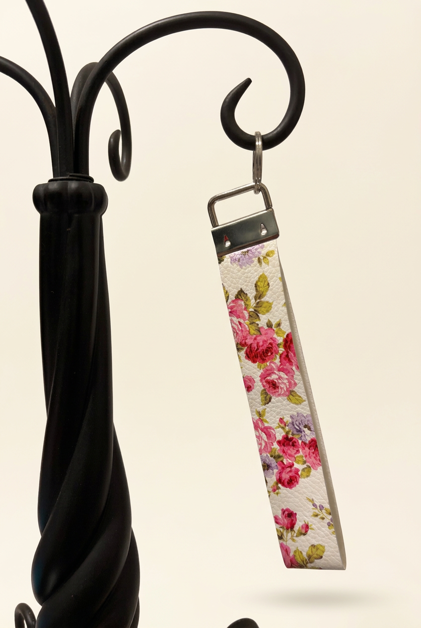 Keychain-faux leather wristlet Muli-color