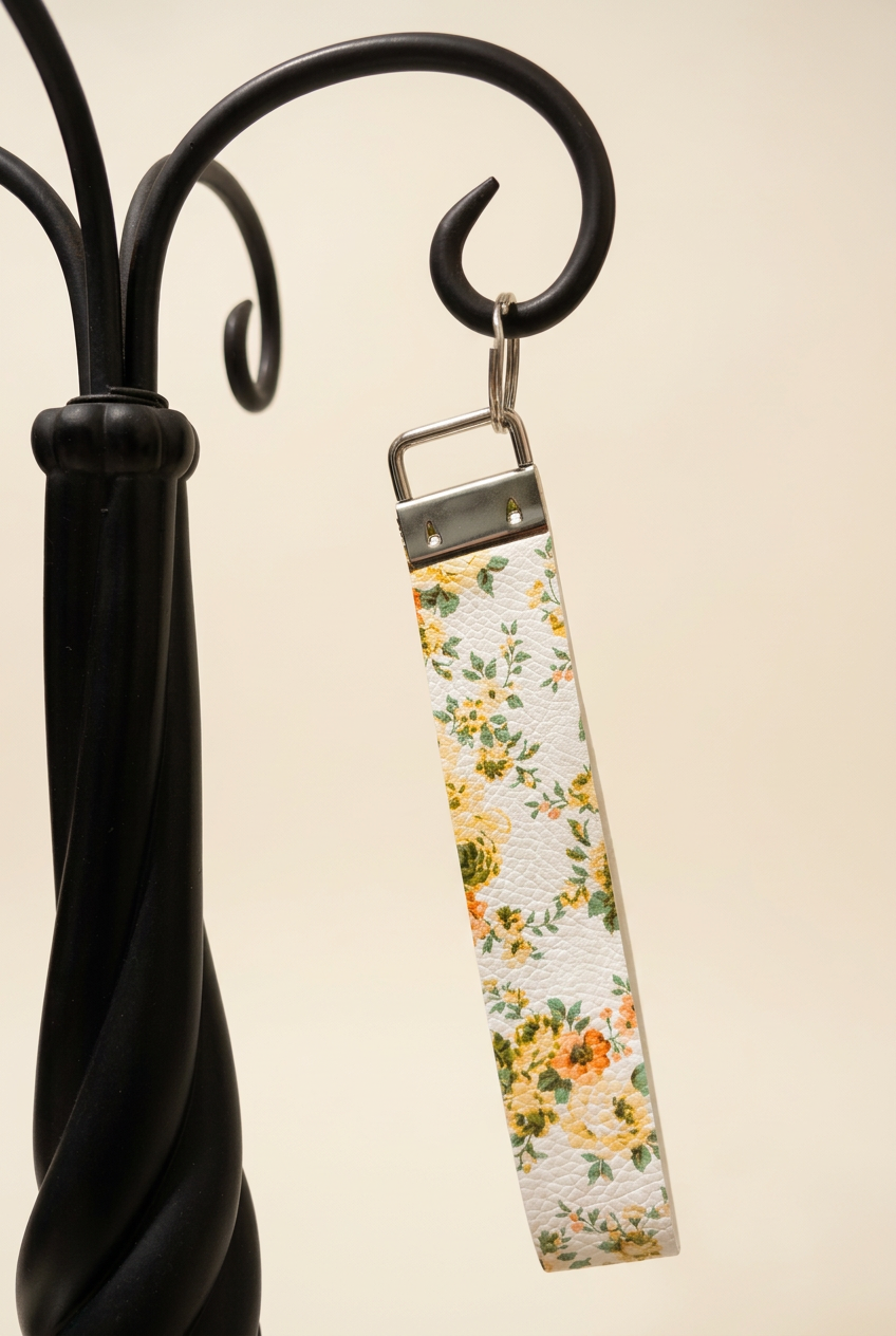 Keychain-faux leather wristlet Muli-color