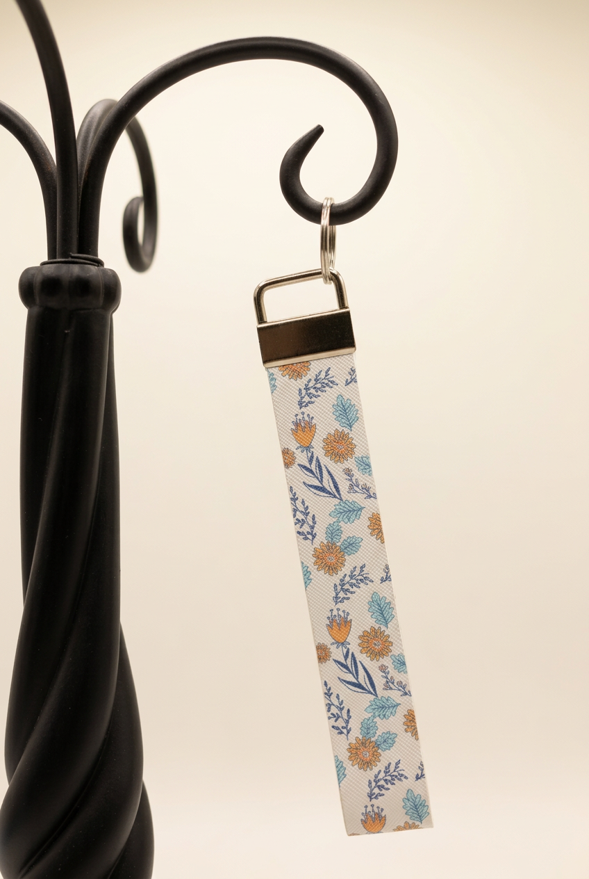 Keychain-faux leather wristlet Muli-color